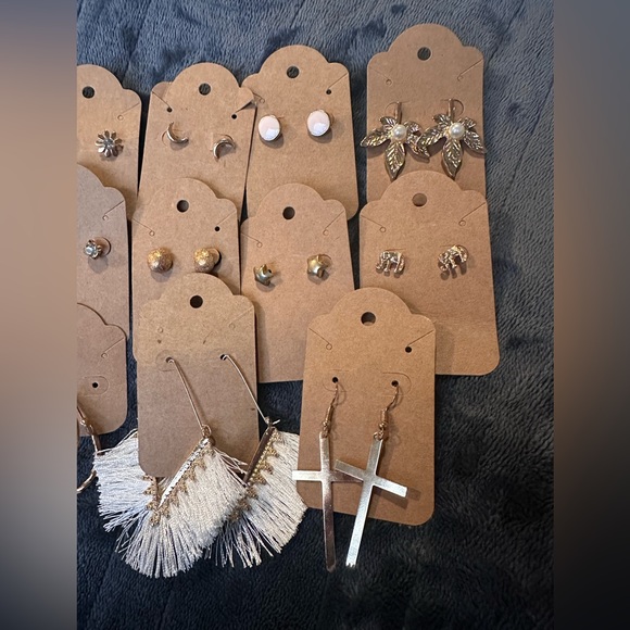 Western Boho Earring Bundle Studs and Dangle Earrings Gold - Picture 3 of 3